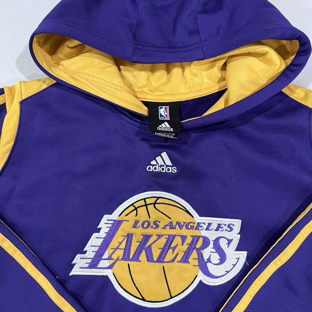 Y2K Vintage Adidas Los Angeles Lakers Pullover Hoodie Youth Kids Boy Medium Kobe